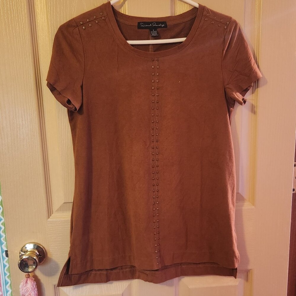 French Laundry Faux Suede Shirt - Burnt Orange color (small)